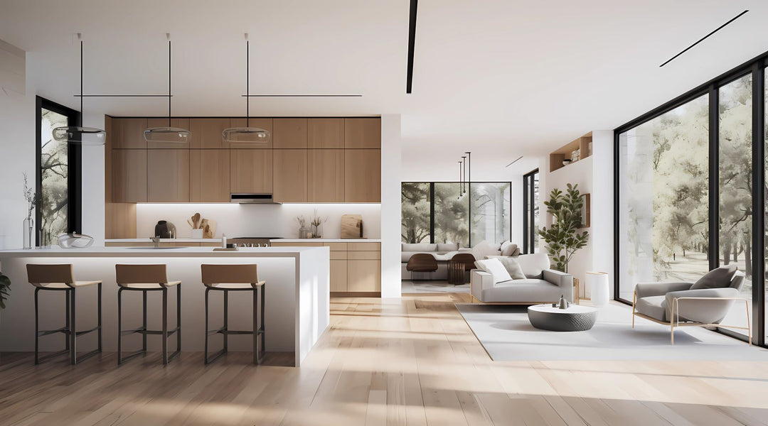 Home with large open areas with modern lighting solutions installed
